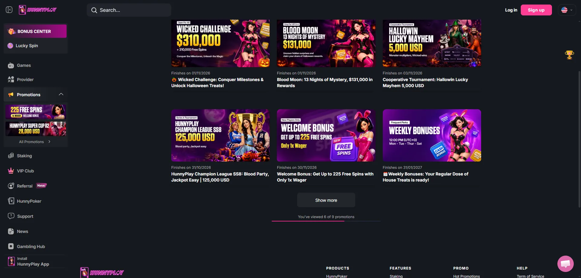 HunnyPlay Casino welcome bonus — up to INR 84,000 plus 225 free spins